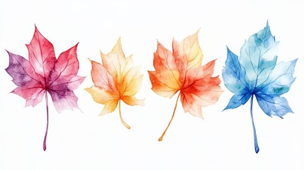Vibrant Watercolor Maple Leaf Cluster Painting