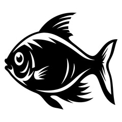 A Striking Black and White Illustration of a Fish a Bold Graphic Design Element