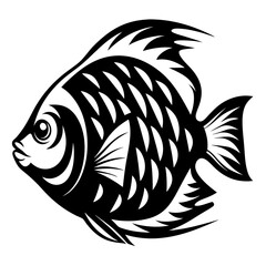 Stylized Black and White Angelfish Illustration Aquatic Life Design Graphic Art