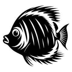 Stylized Black and White Fish Illustration Tribal Aquatic Animal Design