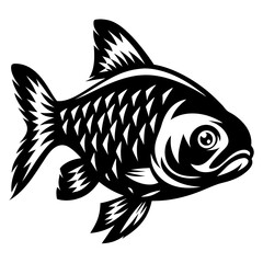 Black and White Stylized Fish Illustration Vector Graphic Design