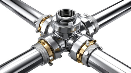 Metal piping and connector assembly in industrial setting