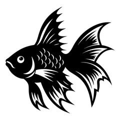 Black and White Stylized Fish Illustration Artistic Aquatic Animal Design Graphic