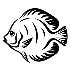 Stylized Black and White Angelfish Illustration Aquatic Life Design Graphic Art