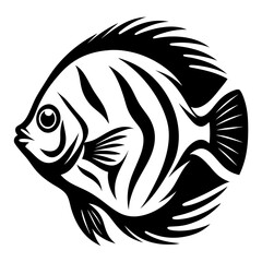 Stylish Black and White Angelfish Illustration Aquatic Life Design Fish Art
