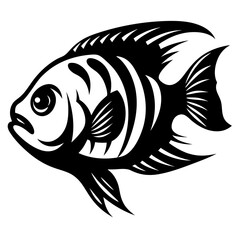 A Black and White Stylized Fish Illustration Graphic Design Image