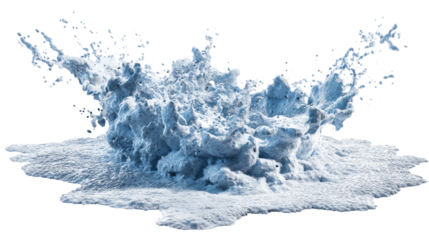 Water splash creating droplets and ripples on a smooth surface