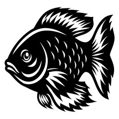Stylized Black and White Fish Illustration Artistic Aquatic Animal Design Graphic