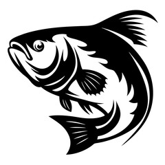 A Striking Black and White Illustration of a Leaping Fish