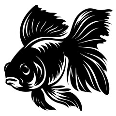 Stylized Black Goldfish Illustration Aquatic Animal Design Vector Art Graphic Image