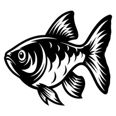 A Striking Black and White Illustration of a Fish with Intricate Details