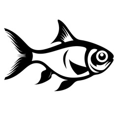 Stylized Black and White Fish Illustration Artistic Aquatic Animal Design Graphic
