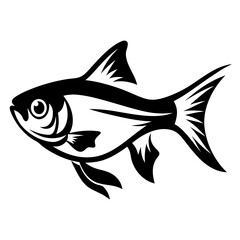 Fototapeta premium Stylized Black and White Fish Illustration Aquatic Animal Design Graphic Art
