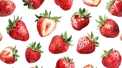 Strawberries Minimal Watercolor Pattern