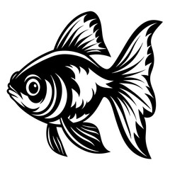 Elegant Black and White Fish Illustration Artistic Design Graphic Goldfish