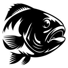 A Powerful Black and White Illustration of a Largemouth Bass Fish