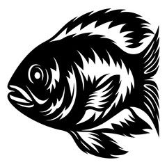 Stylized Black and White Fish Illustration Tribal Fish Design Aquatic Animal Artwork