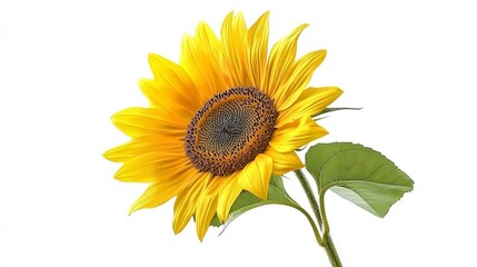 Sunflower Watercolor Painting Isolated on White Background