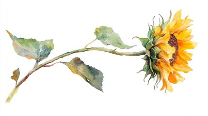 Vibrant Sunflower Watercolor Painting by Isola