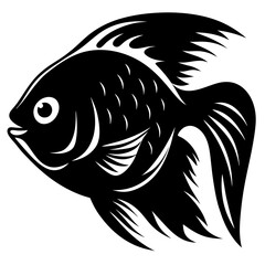 Black and White Stylized Fish Illustration Aquatic Animal Design Graphic Art