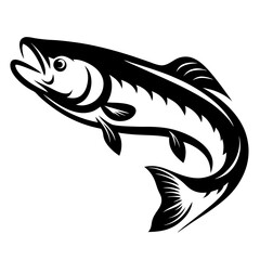A Striking Black and White Illustration of a Leaping Fish a Powerful Aquatic Creature