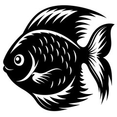 Stylized Black and White Fish Illustration Aquatic Animal Design Graphic Art