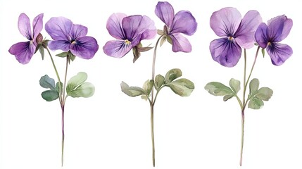 Violet Botanical Watercolor Painting by Laura Schry