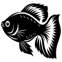 A Stunning Black and White Illustration of a Tropical Fish with Elaborate Fins