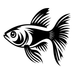 Stylized Black and White Fish Illustration Tribal Aquatic Animal Design