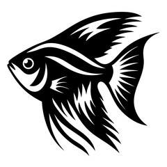 Stylized Black and White Angelfish Illustration Artistic Aquatic Design