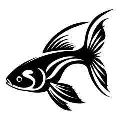 Stylized Black and White Fish Illustration Aquatic Animal Design Graphic Art Tribal Fish Design