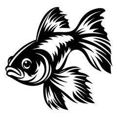 Black and White Stylized Goldfish Illustration Artistic Fish Design Aquatic Animal Graphic