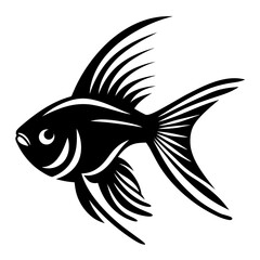 Stylized Black and White Angelfish Illustration Aquatic Animal Design