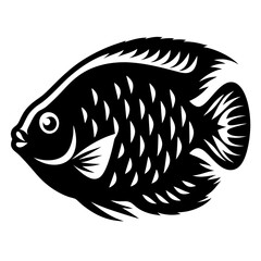 Stylized Black and White Angelfish Illustration Aquatic Life Design Tropical Fish Art Graphic