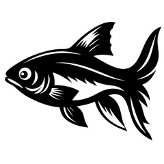 A Striking Black and White Illustration of a Fish with Intricate Details