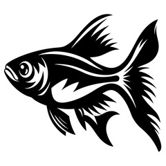 Black and White Stylized Fish Illustration Aquatic Animal Design Graphic Art