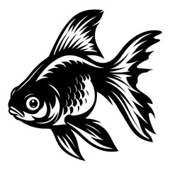 Black Moor Goldfish Illustration Elegant Aquatic Animal Design Graphic Art