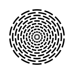 Abstract Radial Circular Concentric Dash Lines Pattern. Geometric Circle Design Element. 