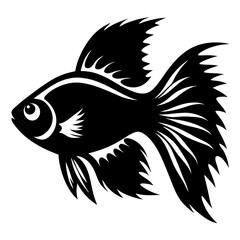 Black and White Stylized Fish Illustration Aquatic Animal Design Graphic Art