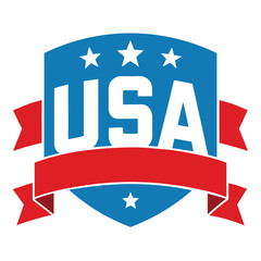 USA American Banner on White Background, vector illustration