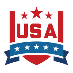 USA American Banner on White Background, vector illustration