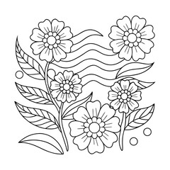 floral background with flowers coloring page