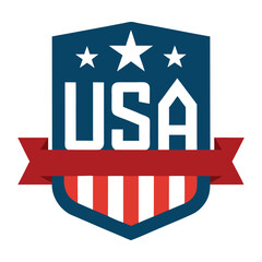 USA American Banner on White Background, vector illustration