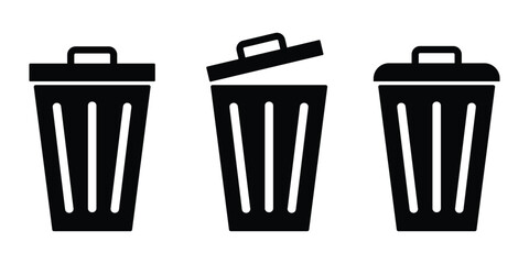 trash bin icon. bin icon, delete symbol. garbage sign.