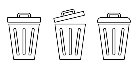 Trash icon, garbage can symbol. Delete icon , bin icon. remove symbol. 
