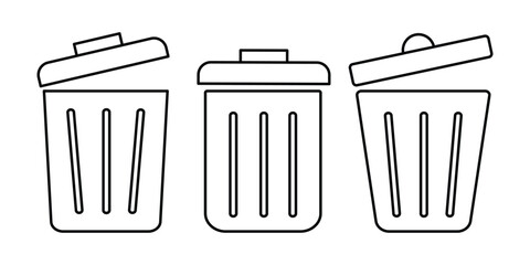 Trash icon, garbage can symbol. Delete icon , bin icon. remove symbol. 