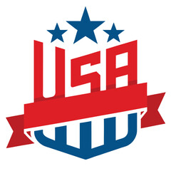 USA American Banner on White Background, vector illustration