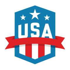 USA American Banner on White Background, vector illustration