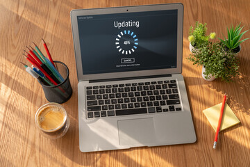 Software update on computer for modish version of device software upgrade
