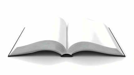 Fototapeta premium An open book with blank white pages on the left and right sides, isolated on a pure white background copy space, commercial use. Fatebound Relic. Illustration